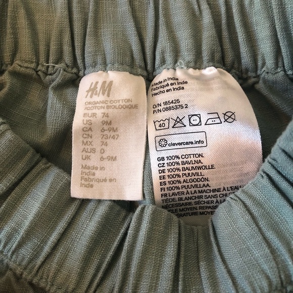 🎉3 For 15$🎉 H&M Baby Sage Green Pants Elastic Waist Size 9 Months - Picture 4 of 5